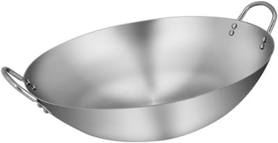 Wokpan Roestvrij Staal - Koekenpan - Aziatisch Koken - Ongecoat Ontwerp - 40 cm - Zilver