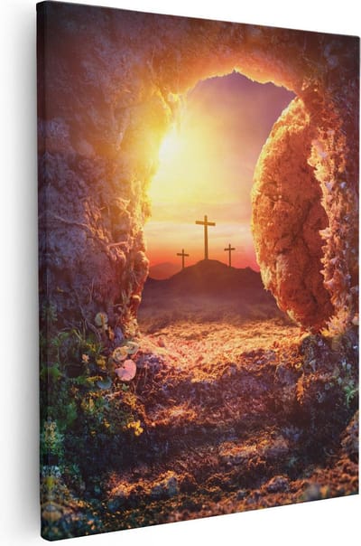 Artaza Canvas Schilderij Opstanding - 40x50 cm - Christelijke Wanddecoratie - Muurdecoratie Kruisen - Kamer Accessoires Spiritueel