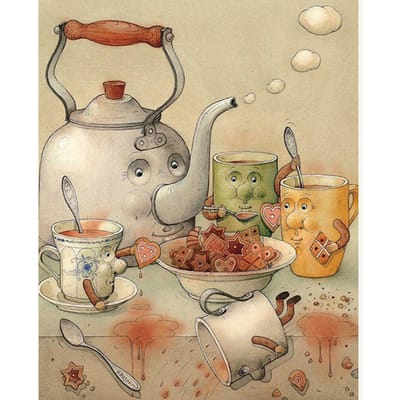 Borduurpakket DIY diamant borduurwerk Cartoon theepot Diamond schilderij mozaïek Home Decor 20X30CM beige