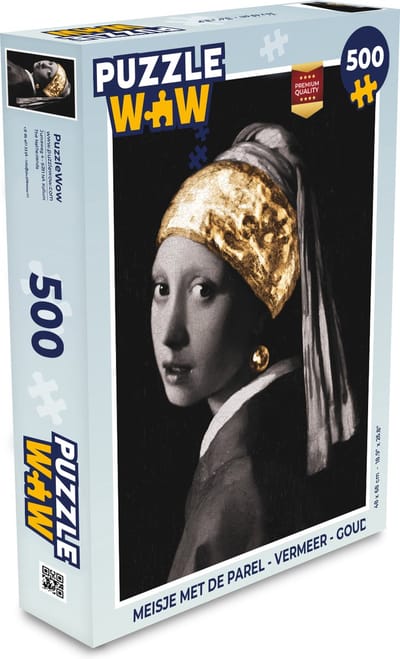 Puzzel Meisje met de parel - Vermeer - Goud - Legpuzzel - Puzzel 500 stukjes