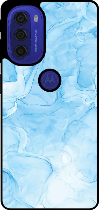Smartphonica Telefoonhoesje Geschikt voor Motorola Moto G51 met marmer opdruk - TPU backcover case marble design - Lichtblauw geschikt voor Motorola Moto G51