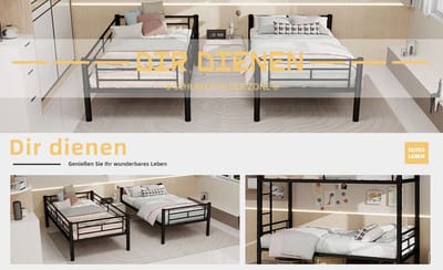 MIVRAY Stapelbed 90x190 cm - Splitsbaar In 2 Eenpersoonsbedden Met Ladder En Uitvalbeveiliging - Zonder Matras - Metaal - Zwart