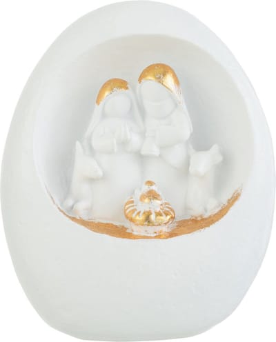 J-Line decoratie Kerststal In Steen - wit/goud - large
