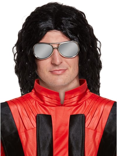 Henbrandt - Pruik King of Pop - Pruik met lang haar - Man - Zwart haar - Carnavalskleding - Verkleedkleding - Pruiken