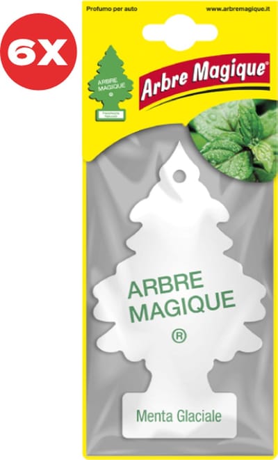 6 stuks Munt Arbre Magique Geurboom luchtverfrisser voor in de auto Menta Glaciale – Car Parfum – Geurboompje – Geurbooster – Wonderboom – Geurverfrisser – Nieuwe Auto – Autogeur – Autoparfum – Geurblad
