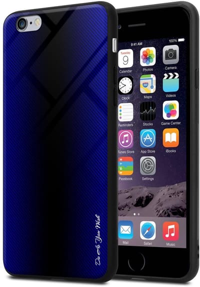 Cadorabo Hoesje geschikt voor Apple iPhone 6 PLUS / 6S PLUS in KOBALT PAARS - Beschermhoes gemaakt van TPU silicone Case Cover en achterkant van gehard glas