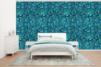 Behang - Fotobehang Design - Vintage - Blauw - Turquoise - Breedte 500 cm x hoogte 280 cm