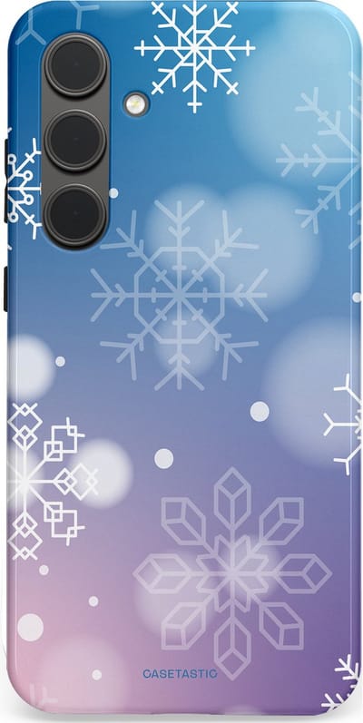 Casetastic hoesje geschikt voor Samsung Galaxy S24 Plus - Dubbellaagse bescherming - Winterse Sneeuwvlokken - Fashion Case - Lichtblauw Lavendel Lichtgrijs Lichtroze