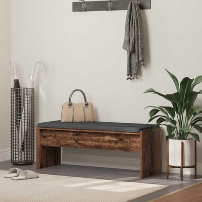 Halbank met kussens - Zitbank entree - Comfortabel zitten - Robuuste houten constructie - 103 cm breed - Grijs
