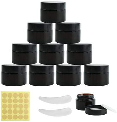 10 stuks glazen zalfpotjes, 30 ml amberglas, lege doos, crèmecontainer, kleine doos met deksel, reismonstercontainers, crèmepotjes voor het vullen van cosmetica, lotions, crèmes
