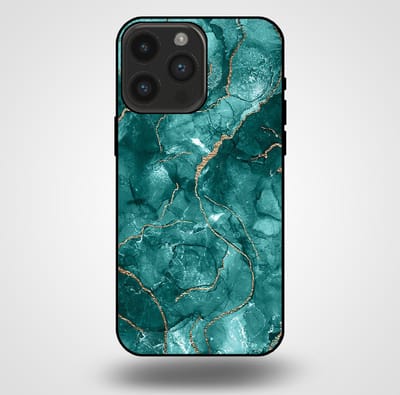 Smartphonica Telefoonhoesje voor iPhone 14 Pro Max met marmer opdruk - TPU backcover case marble design - Goud Groen geschikt voor iPhone 14 Pro Max