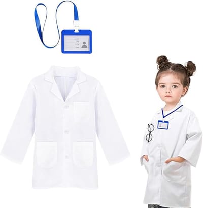 Allecto Plus - Set van 2 Wetenschapper Kostuums voor Rollenspel - Artsenjas - Dierenarts Labjas - School Student Science Lab Jassen met Werkkaart