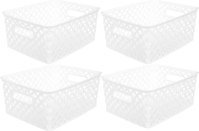5Five Opbergmand/box van kunststof - 4x - wit - 19 x 25 x 10 cm - 4 liter