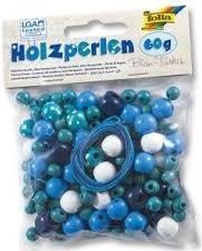 Houten Kralen Set - Oceaan Mix Blauw/Turquoise - 60g (ca. 85 stuks) met Koord