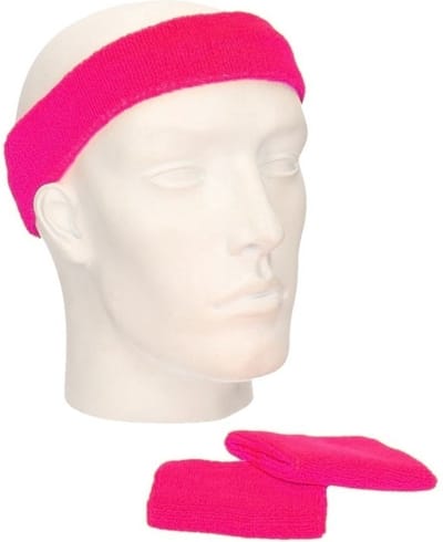 Go Go Gadget - Zweetband set - 3delig - 1 hoofdband + 2 polsbandjes - Fuchsia