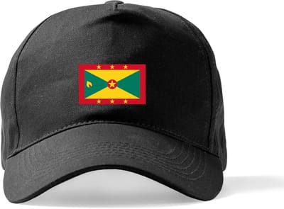 Zwarte Pet Beechfield met Wereldvlaggen, land Grenada klittenbandsluiting