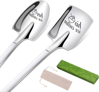 Set van 2 trouwcadeaus voor hem en hem - Leuke ijsscheppen en koffielepels van roestvrij staal voor koffieliefhebbers, ideaal voor Valentijnsdag en bruiloften