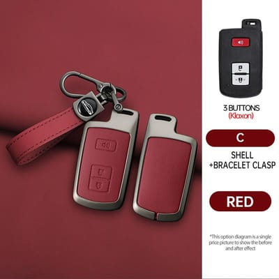 Étui Porte-Clés en Alliage de Zinc et Cuir avec Chaîne Pour Toyota Avalon Aqua Rav4 Highlander Land Cruiser Camry Prado Corolla Prius black