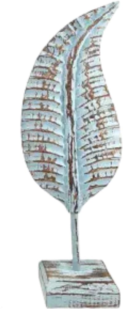 Blad/veer op voet S 46x16x10cm zee blauw hout| WA7975 | Woodart | Stoer & Sober Woonstijl