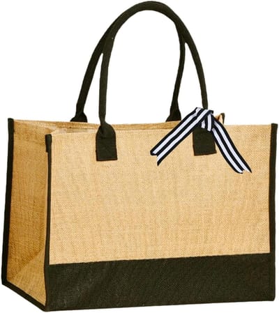 Jute canvas draagtas - grote capaciteit reizen schoudertas - handtas - gepersonaliseerde herbruikbare boodschappentas - vrouwen - strand - 43 x 30 x 20 cm - eco-friendly.