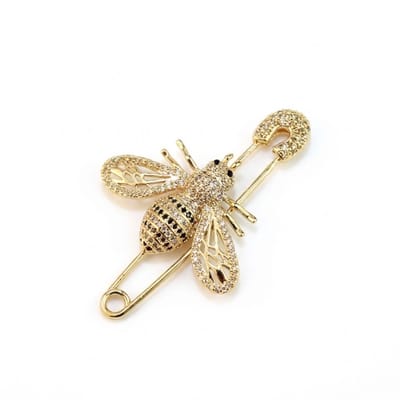 Luxe Strass Bijenbroche voor dames – Elegante goudkleurige Veiligheidsspeld Broche