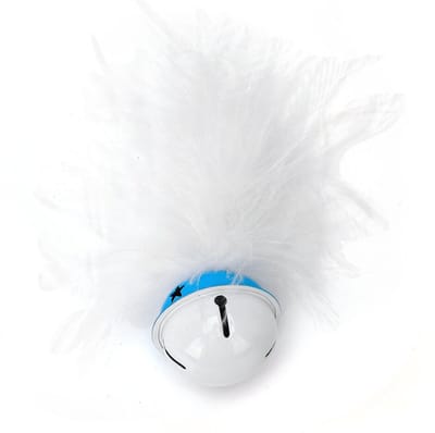 Nobleza Kattenspeelgoed met Belletje en Veren - Kattenballetje - Speelgoed voor Katten en Kittens - Wit/Blauw