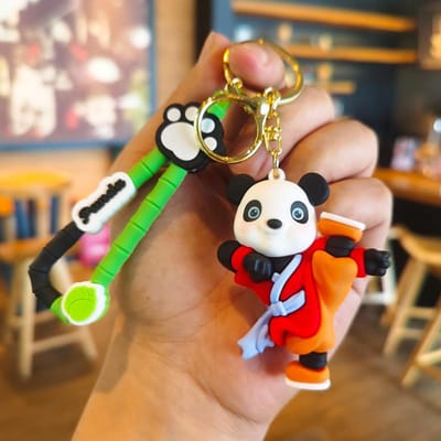 Arts Martiaux Chine-Chic Panda Porte-clés Sac d'Amoureux Mignonne Figurine Accroche Voiture Cadeaux Personnalisés Accessoires Y2k Porte-clés Cadeau white