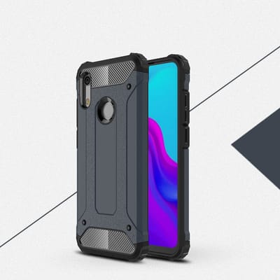Ntech Hoesje Geschikt voor Huawei Y6 (2019) Dual layer Armor Hoesje - Blauw