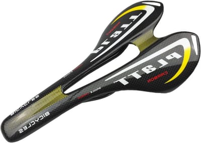 Lichte Kinderzitje van Carbon Fiber voor Racefietsen en Mountainbikes, 3K Glans, Geel, Comfortabel en Duurzaam