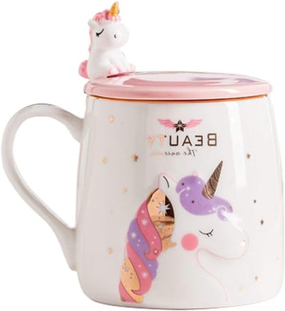 Schattige Eenhoorn Mok van Keramiek met Betoverende Lepel voor Koffie, Thee en Melk - Perfect Cadeau voor Eenhoornliefhebbers, 380 ml, Uniek en Speels Design