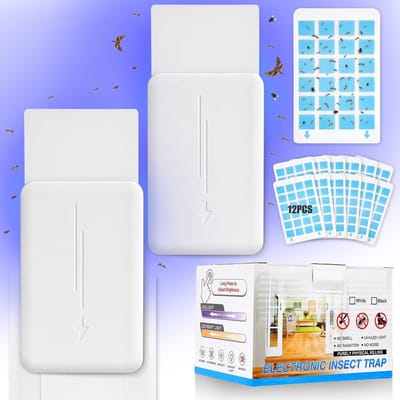 Dailygoody - Vliegende insectenval - Muggenval - Effectieve insectenbestrijding - Wit - Ideaal voor binnen - Met 12 kleefstickers - Geschikt voor elke