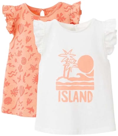 Zippy 3107165401 T-shirt Met Korte Mouwen 2 Eenheden Wit,Oranje 9-12 Months Meisje