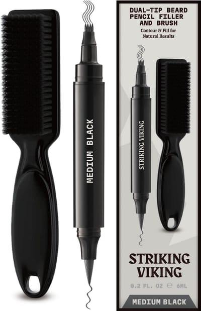 Striking Viking Beard Filler Pen en Borstel voor Mannen - Grijsbruin