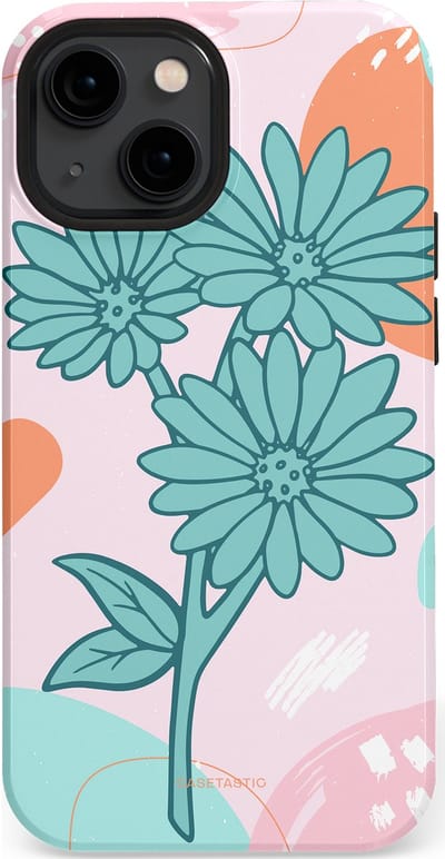 Casetastic hoesje geschikt voor Apple iPhone 13 mini - MagSafe - Dubbellaagse bescherming - Roze Oranje Bloemen - Fashion Case - Wit Mintgroen Lichtroze Lichtblauw