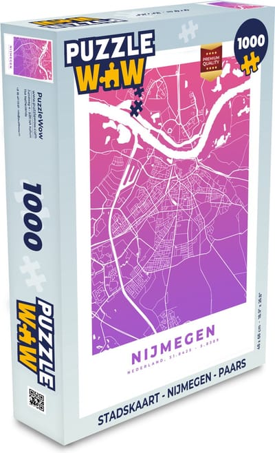 Puzzel Stadskaart - Nijmegen - Paars - Legpuzzel - Puzzel 1000 stukjes volwassenen - Plattegrond