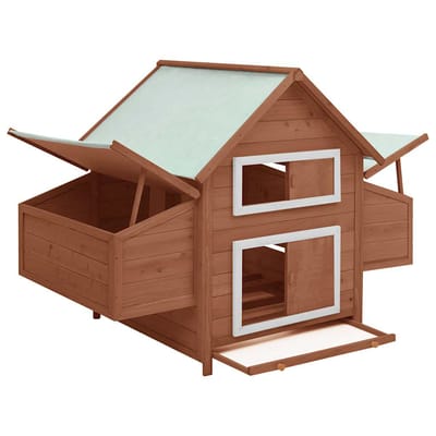 vidaXL - Kippenhok - 150x96x110 - cm - massief - vurenhout - mokkakleurig - en - wit