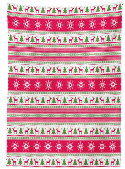 ABAKUHAUS Tafelkleed Noordisch – 140 x 200 cm – satijnmix, machinewasbaar, roze kalk-groen-wit