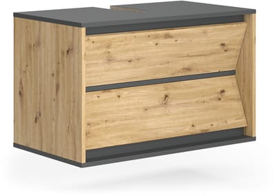 Vicco Edelin Wastafelonderkast – 80 x 50 cm met 2 lades Antraciet/Artisan