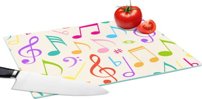 Glazen Snijplank - 39x28 - Muziek - Patronen - Regenboog - Snijplanken Glas