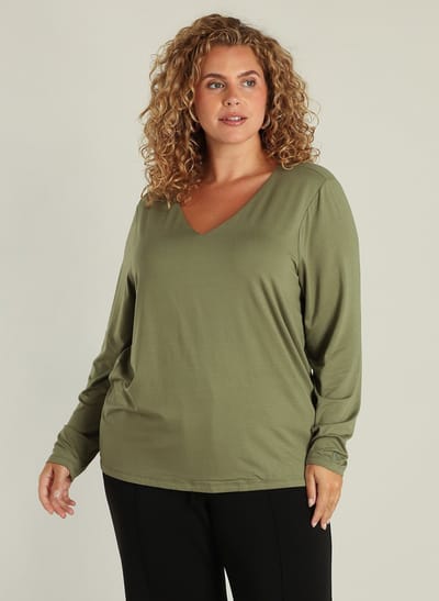 YEST CURVE Guinevra Tops - Grey Olive - maat 0(46)
