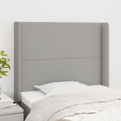 vidaXL - Hoofdbord - met - randen - 93x16x118/128 - cm - stof - lichtgrijs