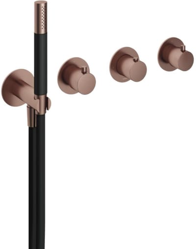 Hotbath Cobber - Afbouwdeel voor Inbouw Douchethermostaat - 2 Stopkranen - Geborsteld Koper Pvd - V02