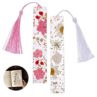 Dailygoody - Handgemaakte Bladwijzers - Droge Bloem Bladwijzers - Duurzaam en Kleurrijk - Roze en Wit - Boek Accessoires - Geschikt voor Vrouwen en Me