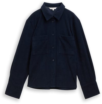 Tom Tailor - Losvallende corduroy blouse - Maat 46 - sky captain blue