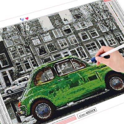 Diamant schilderij volledige boor auto landschap handgemaakte 5D DIY diamant borduurwerk 20X30CM gray