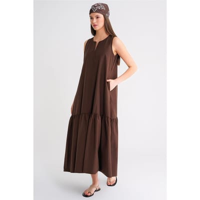 Maxi-jurk met Kraag en Ruffle-details