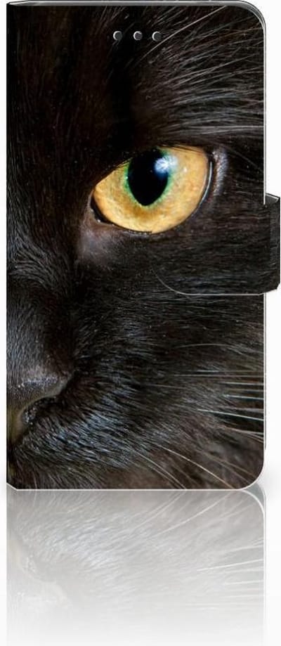 Book Case voor Nokia 7 Telefoonhoesje met Pasjes Zwarte Kat
