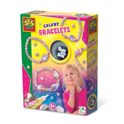 SES Creative - Galaxy - Glow in the Dark Armbanden - Knutselen Meisjes - Armbandjes Maken - Vanaf 3 Jaar
