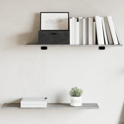 vidaXL - Wandschappen - 4 - st - 80x20x1,5 - cm - bewerkt - hout - betongrijs