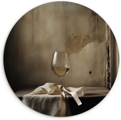 WallCircle® Wandcirkel 30x30 cm - Muurcirkel Strik - Beige - Witte - Wijn - Muurdecoratie woonkamer - Wanddecoratie keuken - Kamer decoratie accessoires - Ronde schilderijen